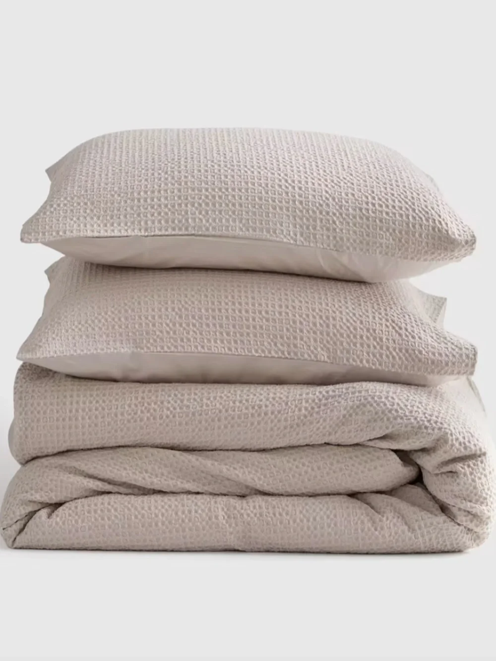 Organic Luxe Honeycomb Duvet Cover Set Twin Sand Tan